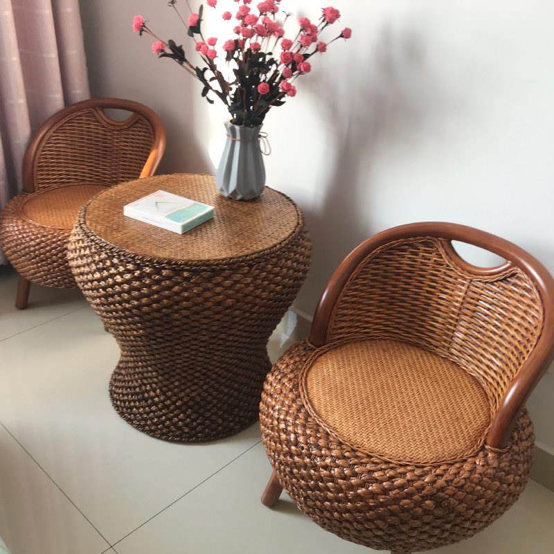 藤编阳台圆桌子三件套家用休闲圆形茶几简约茶桌椅组合小户型茶台,住宅家具,茶几,淘宝优惠券,粉丝福利购,淘宝优惠卷