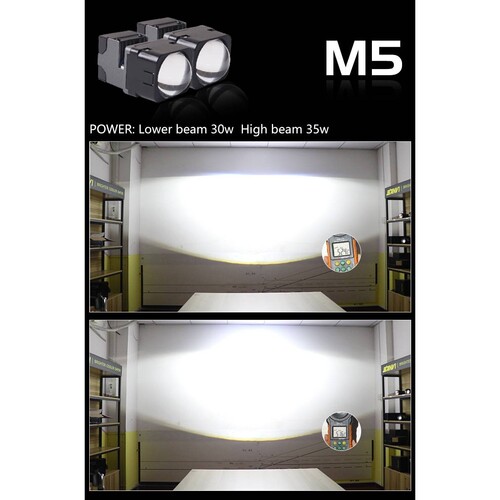 三为车灯新品1.5寸35瓦6000K M5 LED双光透镜模组矩阵大灯远光炮