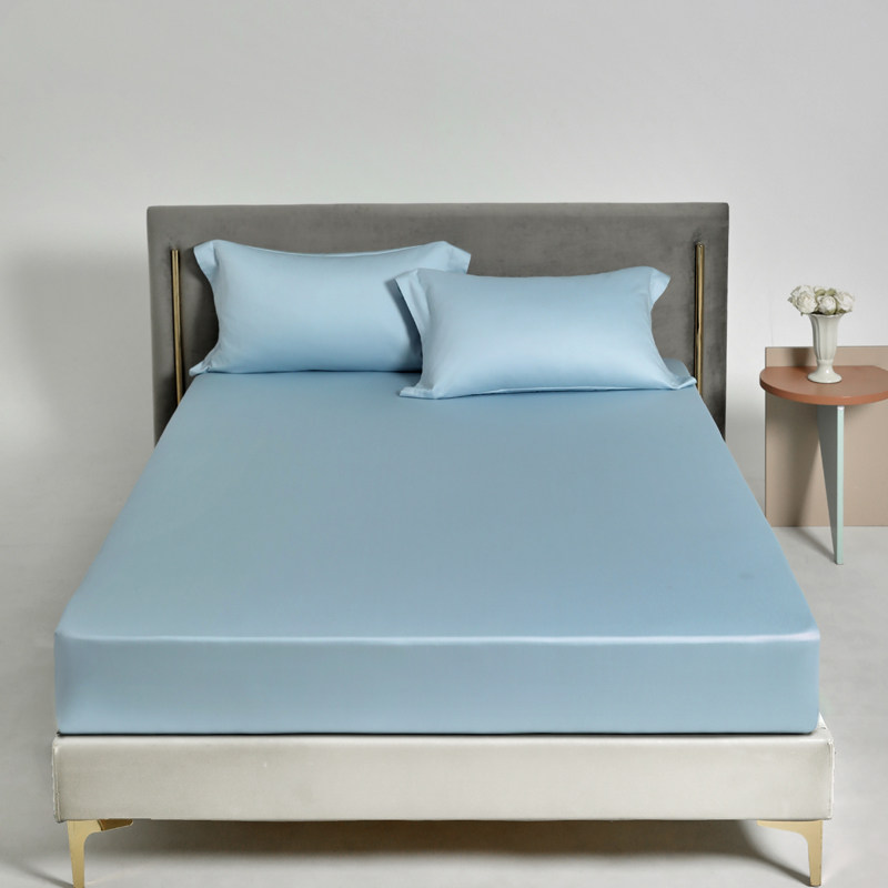 高端100支新疆长绒棉A类全棉浅天蓝色床笠单件床罩纯棉1.21.51.82,床上用品,床笠,淘宝优惠券,粉丝福利购,淘宝优惠卷