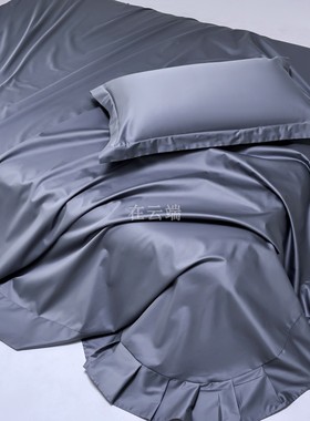 全棉高端100支长绒棉床单单件深灰色青灰纯棉被单1.21.51.8m2米床
