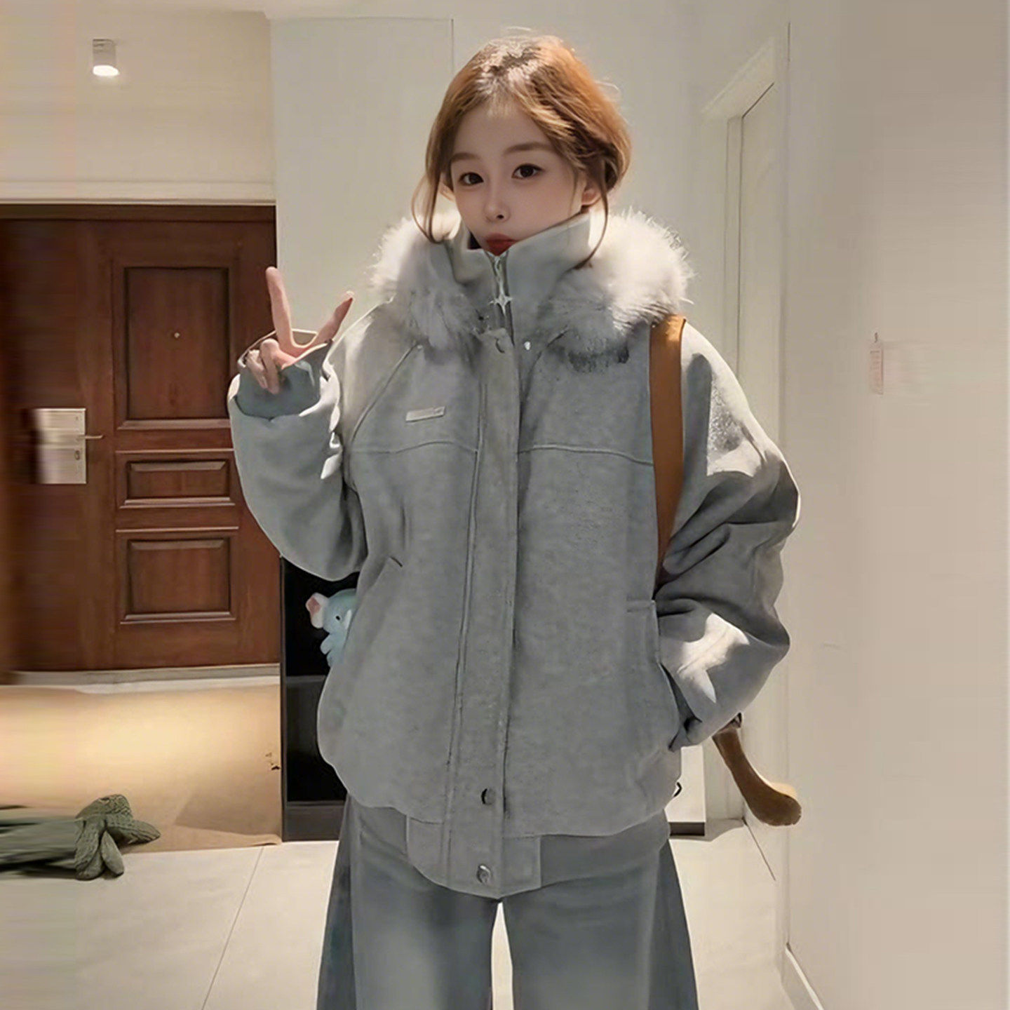 巨好看棉服女款2025新款冬季夹棉毛呢外套女装冬加厚韩系棉衣棉袄