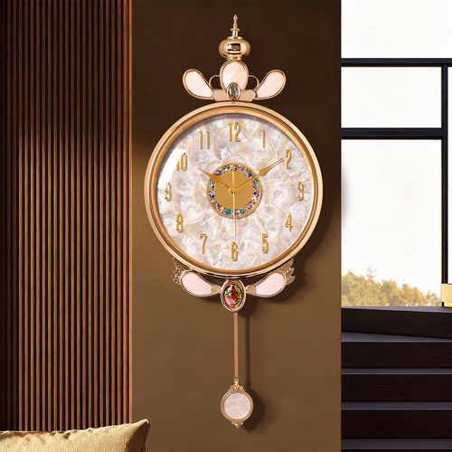 欧式轻奢贝壳挂钟高端大气上档次