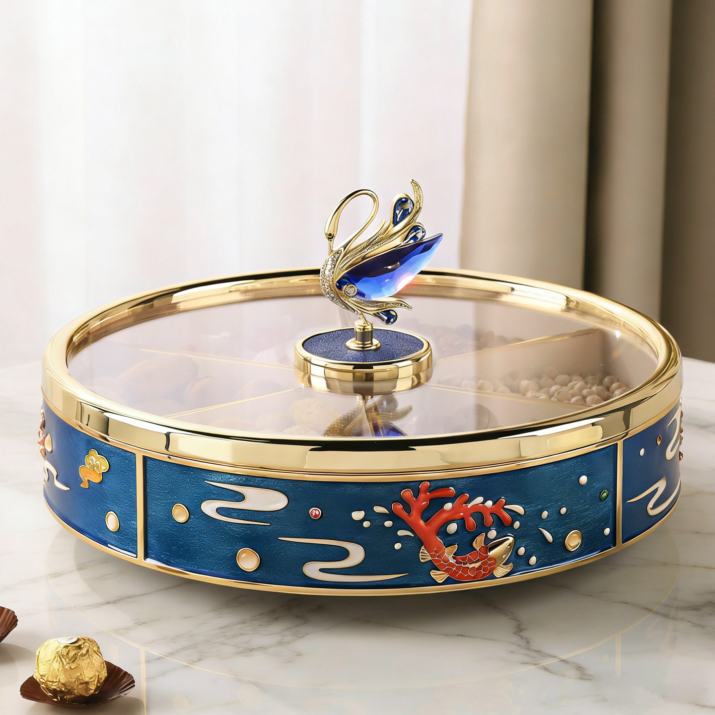 珐琅彩水果盘客厅家用轻奢高档高端精致高颜值零食糖果坚果干果盒