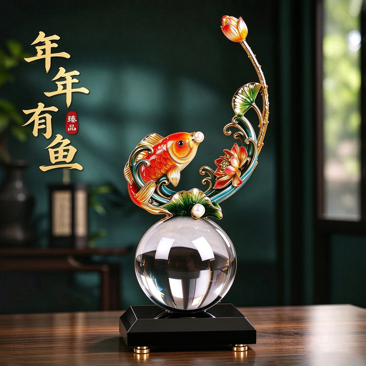 【年年有鱼】轻奢合金珐琅彩摆件