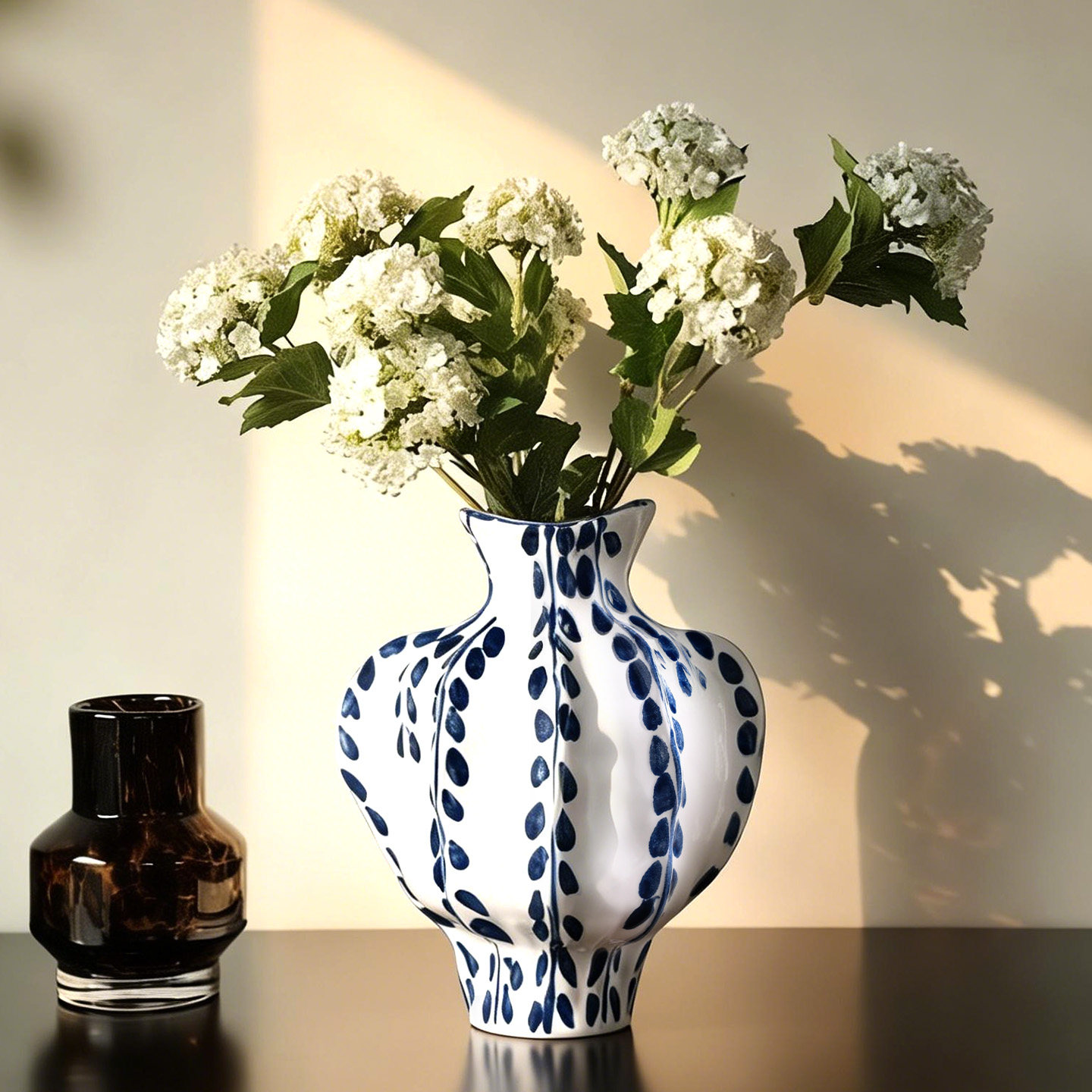 新中式蓝色陶瓷花瓶高颜值侘寂风客厅民宿酒店高级感花器插花摆件,家居饰品,花瓶,淘宝优惠券,粉丝福利购,淘宝优惠卷