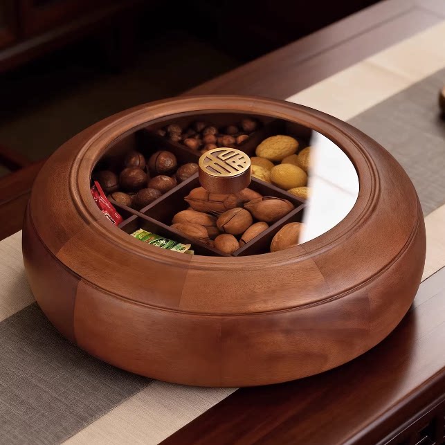 实木水果干果盘新款2025家用精致轻奢客厅糖果瓜子高端中式收纳盒