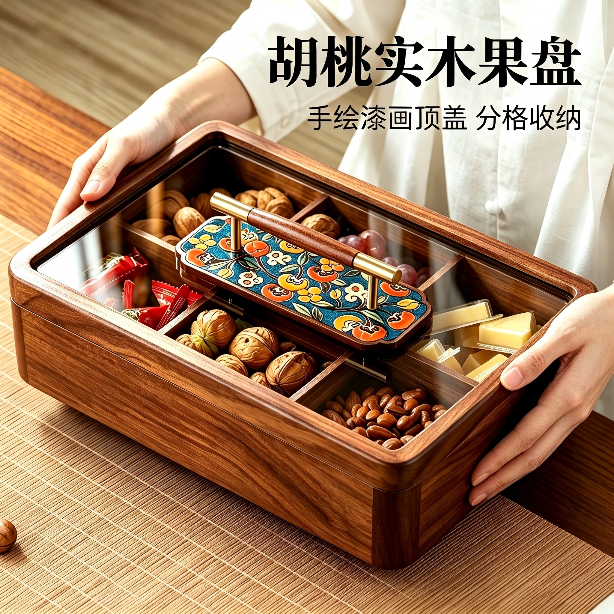 【招呼客人很有面】手绘实木果盒