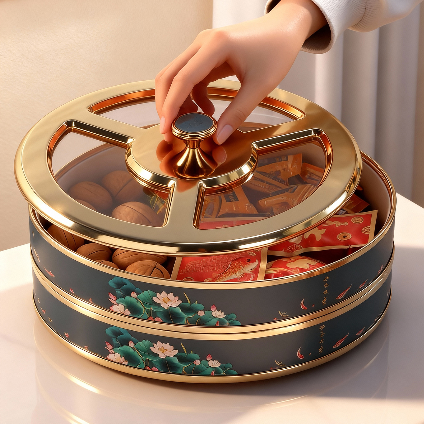 中式合金零食收纳水果盘