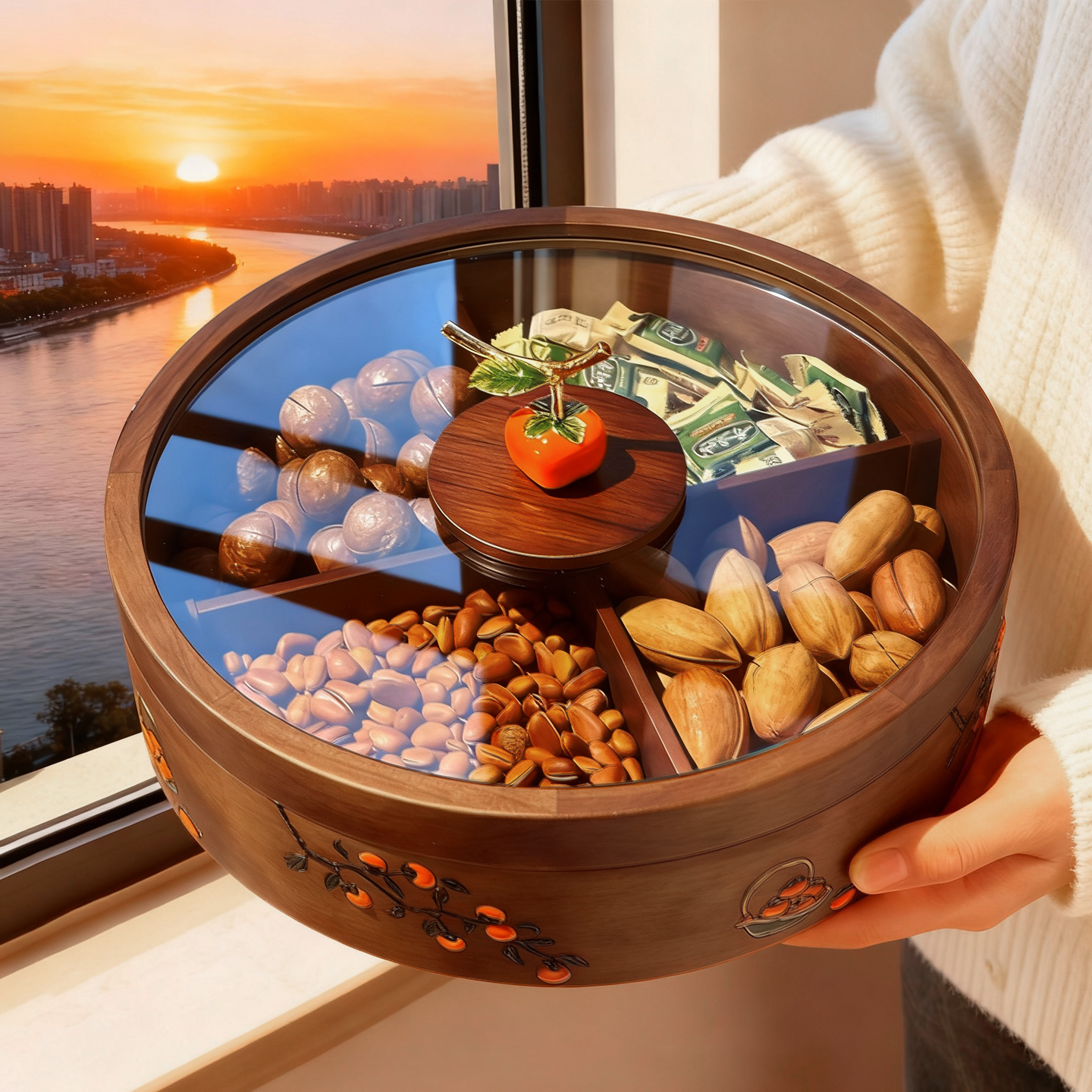 实木0甲醛-独家密封圈防潮干果盘