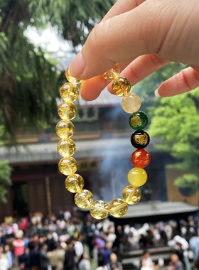 【金闪闪】景区新款黄塔晶五路财财单圈手链生日礼物送女友闺蜜