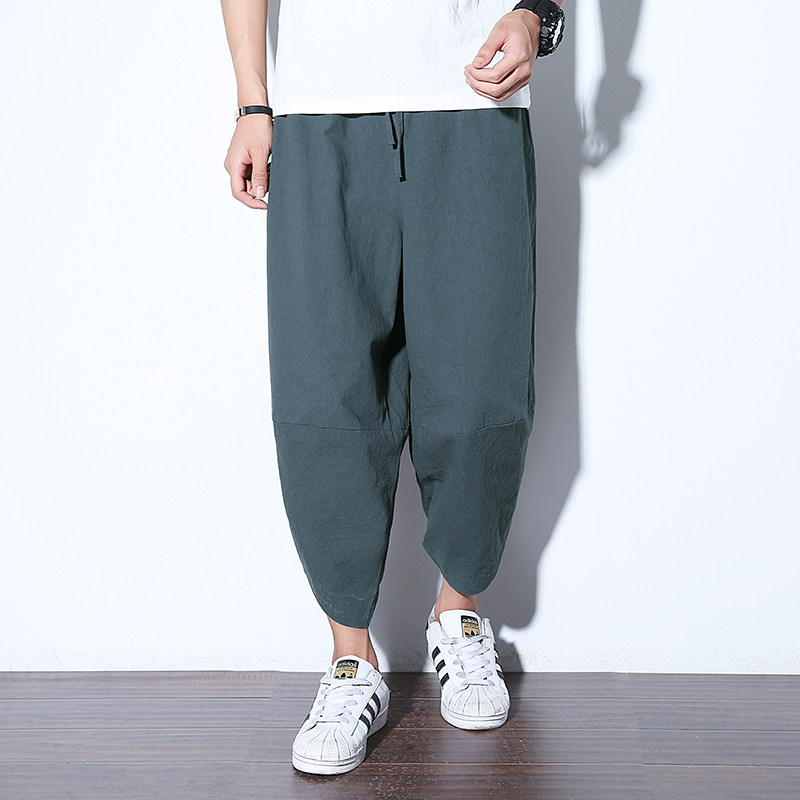 风夏季新款棉麻短裤男士七分裤宽松大码中裤221-6-6029-P25,男装牛仔裤,星座221-6