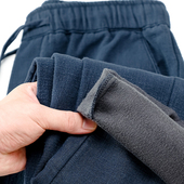 加厚亚麻棉裤 中国风加绒休闲裤 男秋冬保暖加厚宽松直筒棉麻长裤 子