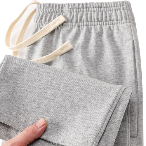 100%纯棉重磅直筒卫裤男士春秋冬季加厚款长裤宽松休闲裤子425克