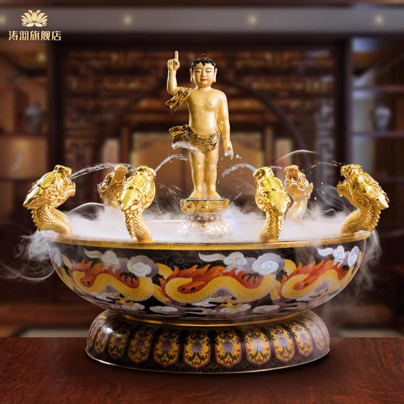黄铜九龙浴佛盆手工景泰蓝太子佛诞辰佛像寺庙佛堂摆件浴佛节用品