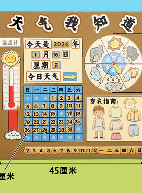 天气转盘日历温度幼儿园天气播报站环创墙贴穿衣指南学习天气预报