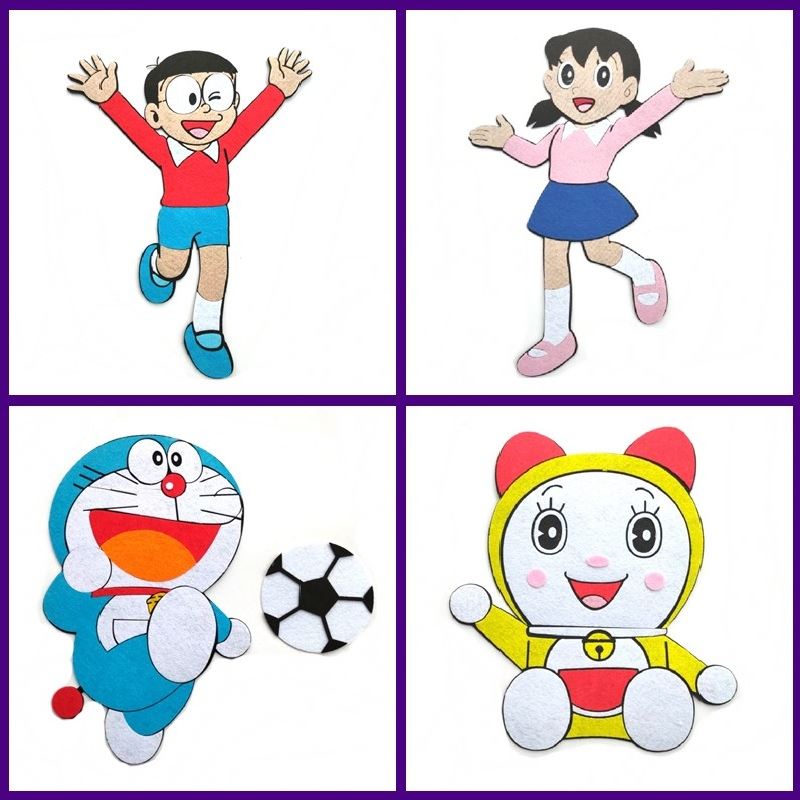 哆啦a梦叮当猫幼儿园主题环创墙贴栏机器猫墙贴不织布手工材料包