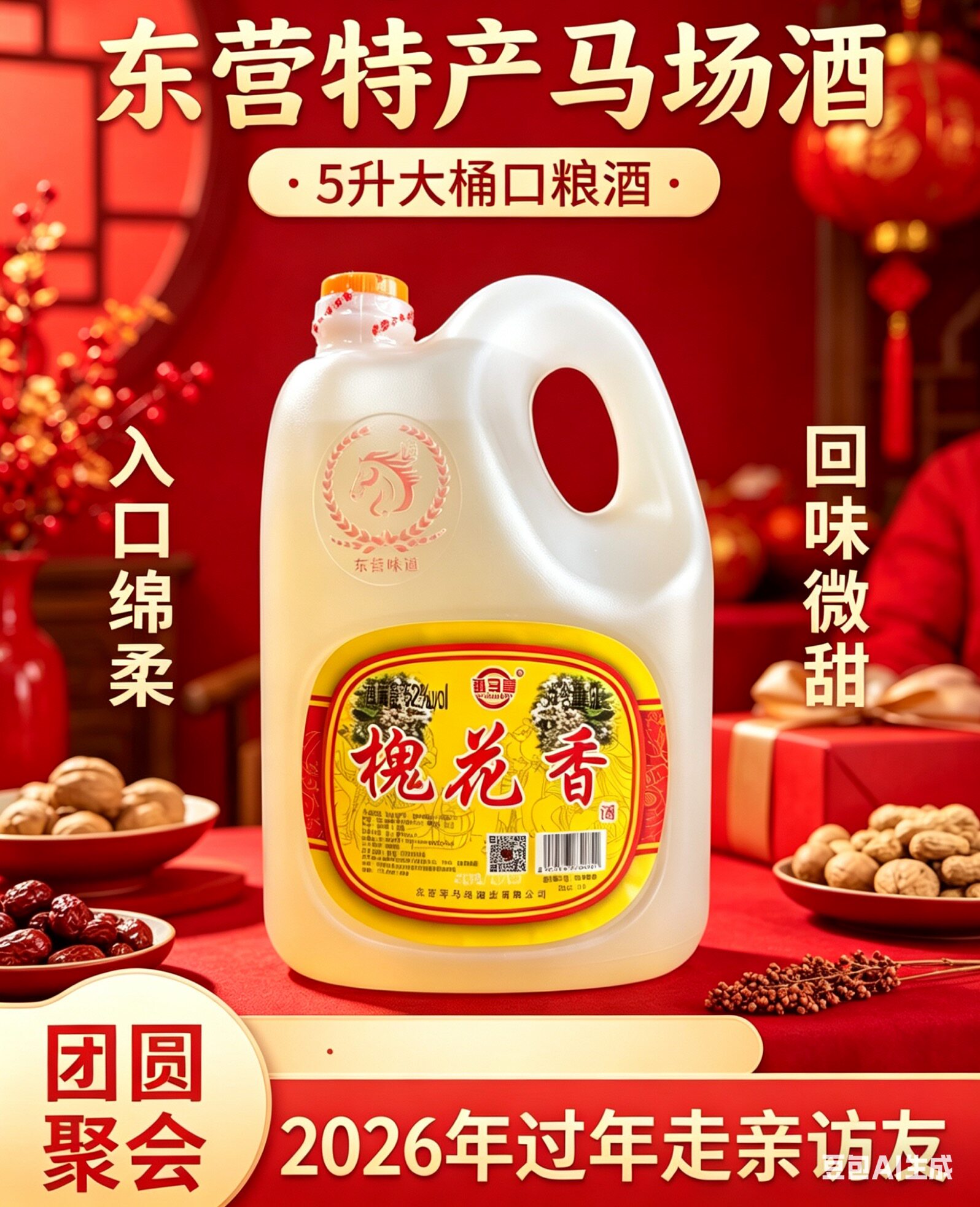 槐花香52度桶装白酒5L口粮酒槐花露酒东营特产马场酒发产地发货