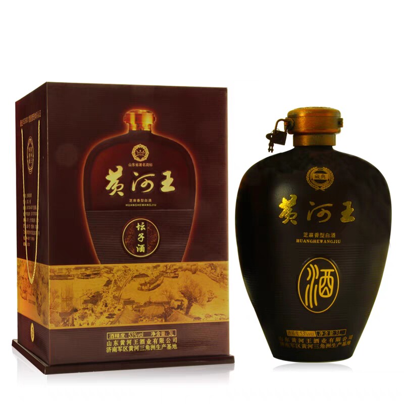 53度3L典藏坛子黄河王芝麻香型白酒纯粮酿造老酒绝版高端商务宴请