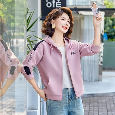 爆款宽松连帽拉链开衫卫衣外套女春秋季休闲时尚百搭上衣