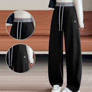 20626春季新款女士休闲裤松紧腰直筒裤女士春秋裤子