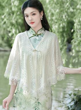 2025新款旗袍披肩女外搭晚礼服夏季日常民国风蕾丝气质优雅新中式