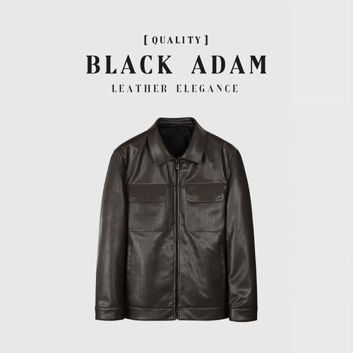 【官方正品】BLACKADAM定制竖纹工艺羊皮真皮休闲夹克皮衣外套