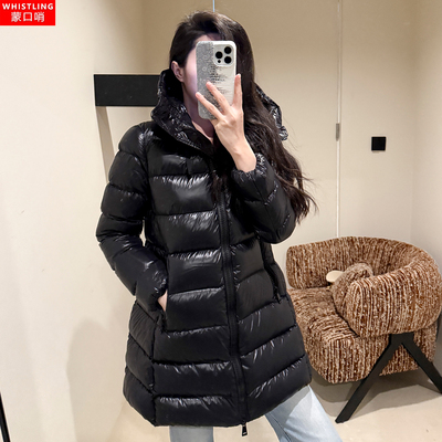 suyen黑色A字连帽羽绒服女冬装