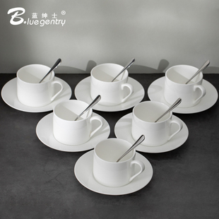 咖啡办公陶瓷水杯约240ml 骨瓷杯子美式 BLUE GENTRY咖啡杯碟套装