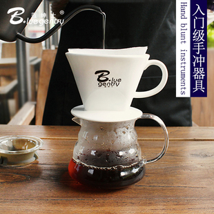 BLUE 高硼硅玻璃分享壶骨瓷咖啡滤杯滴滤杯 GENTRY手冲咖啡壶套装