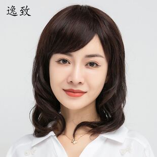 假发女长发妈妈款 中长卷发大波浪中老年发套自然头套真发光头可扎