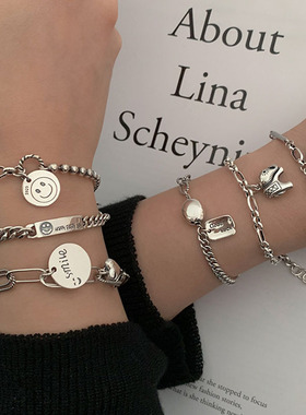 2021 New 925 Sterling Silver Thick Chain Charm Bracelet for