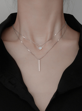 2024 Noble Sterling Silver Double Necklace Choker Shiny