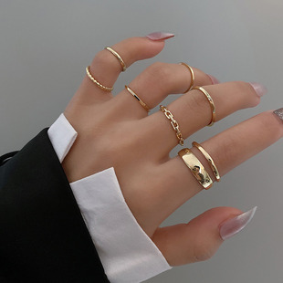 2024 7pcs Fashion Jewelry Rings Set Hot Selling Metal
