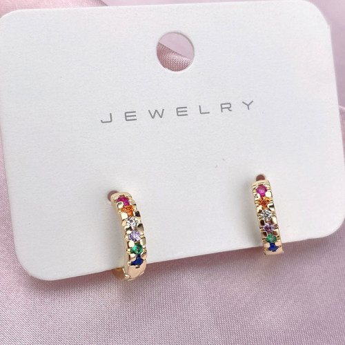2022 New Design Rainbow CZ Crystal Tiny Rings Small Huggies