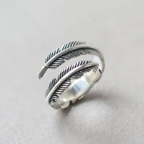 Feather Leaf Ring for Women Girls Simple Accessories Mens