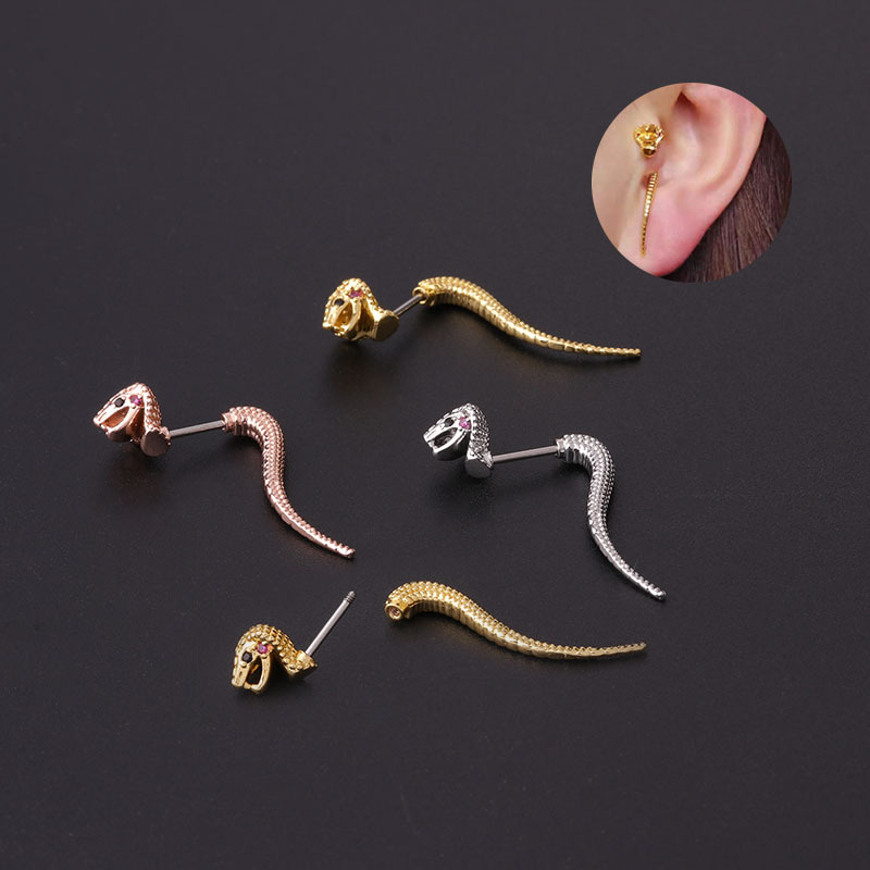 20g Stainless Steel Thin Rod Snake-Like Ear Bone Nail