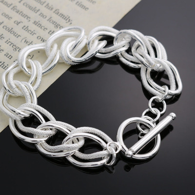 925 Silver beautiful Double twist chain Bracelets For Women
