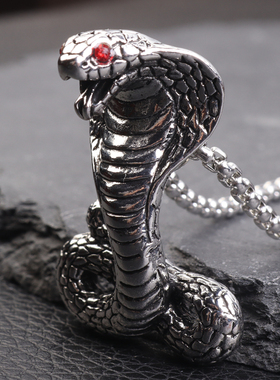 Punk Python Cobra Snake Pendant Necklace for Men Animal