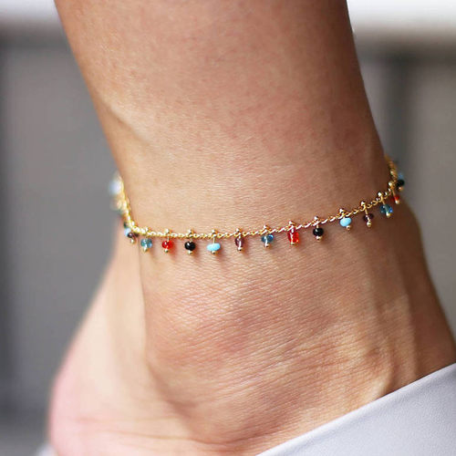 Rainbow Color Crystal Anklets Bracelets for Women Bohemia