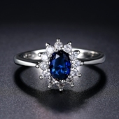 Princess Blue Diana for Lady Bridal Rings Women Crystal