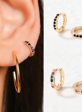 2024Small Huggies Hoop Earrings Multicolor Cz Hoop Cartilage