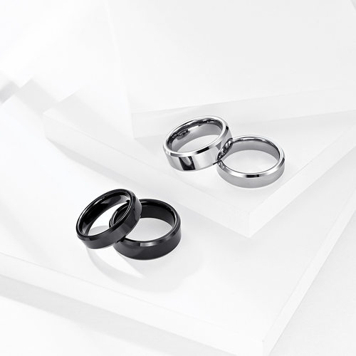 2024 6/8mm Tungsten Steel Ring Black Steel Color Men's Fashi