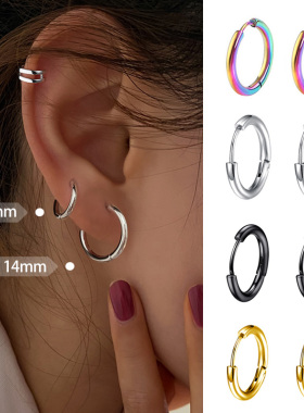 Unisex Hoop Earrings Gold Silver Color Colorful Black Rose