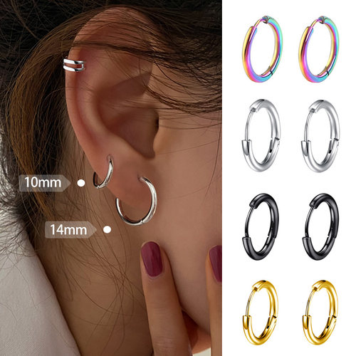 Unisex Hoop Earrings Gold Silver Color Colorful Black Rose