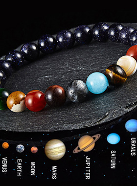 Universe Solar System Bracelets For Women Men Natural Stone