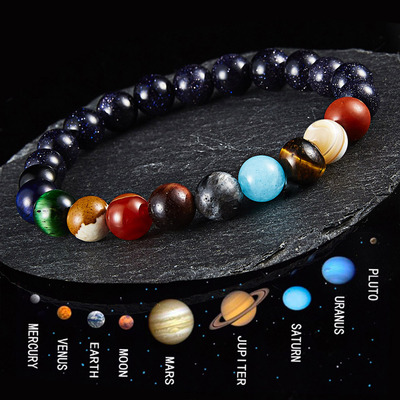 Universe Solar System Bracelets For Women Men Natural Stone