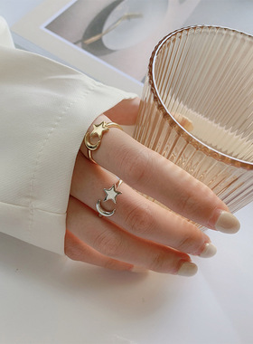 Star moon ring female simple temperament small fresh sweet