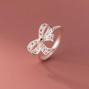 Sterling Silver Bow Open Rings For Women Engagement Fine