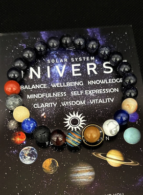 Eight Planets Solar System Bracelet Women Men Yoga Reiki