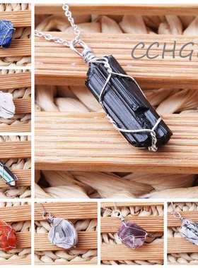 Natural DIY Gem Stones Clear Crystal Fluorite Necklaces&Pen